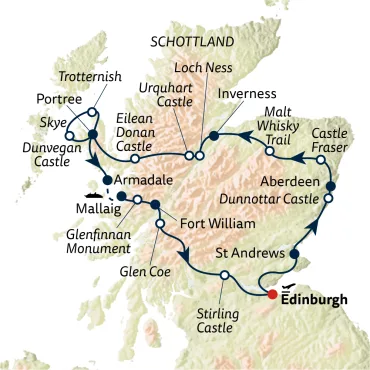 Reiseverlauf Autoreise Schottland - Mythen & Legenden