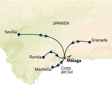 Reiseverlauf Busreise Costa del Sol & mehr