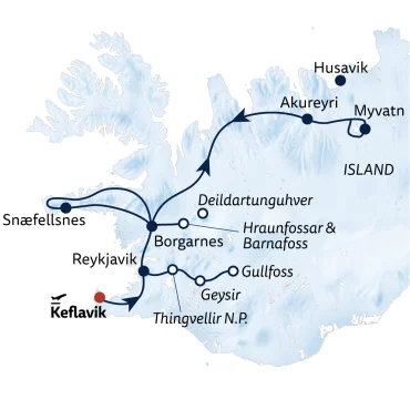 Reiseverlauf Autoreise Winterwunderland Island
