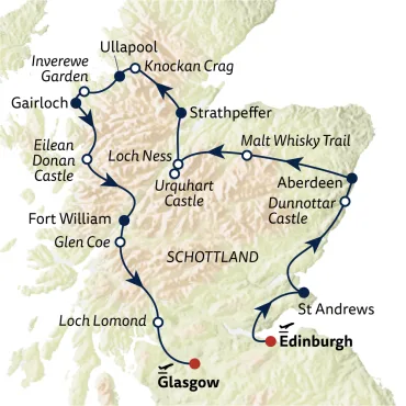 Reiseverlauf Busreise Schottland kompakt