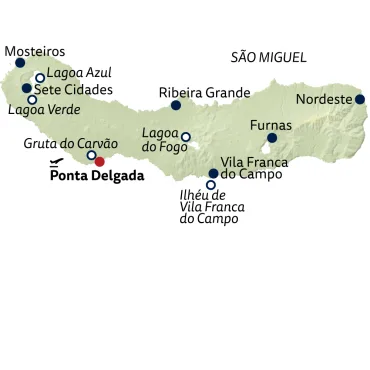 Reiseverlauf Azoren - Vulkane, Kraterseen & Ponta Delgadas Stadtflair