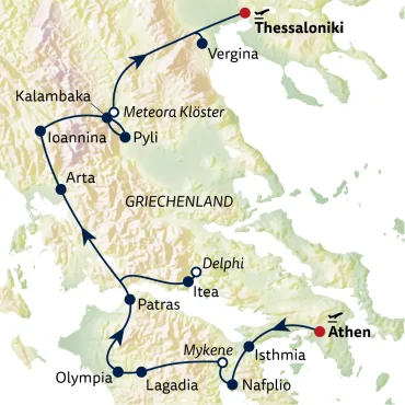 Reiseverlauf Busreise Göttliches Griechenland