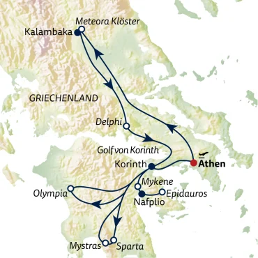 Reiseverlauf Busreise Griechenland kompakt