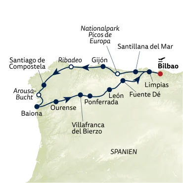Reiseverlauf Autoreise Nordspanien mit Flair