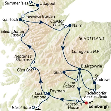 Reiseverlauf Busreise Schottland gemütlich