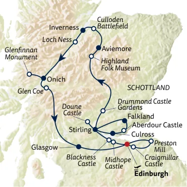 Reiseverlauf Busreise Outlander - die schönsten Filmkulissen
