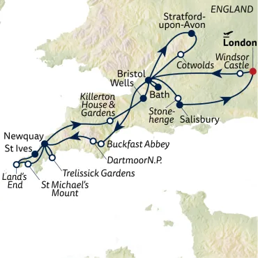 Reiseverlauf Busreise Südengland entspannt