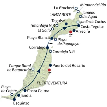Reiseverlauf Standortreise Fuerteventura & Lanzarote entdecken