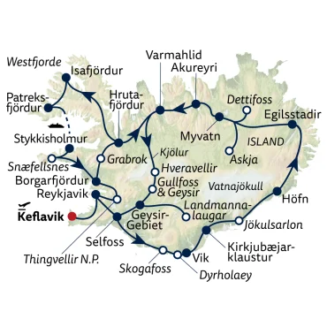 Reiseverlauf Busreise Große Islandrundreise