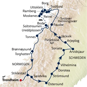 Reiseverlauf Autoreise Auf der Silberstraße zu den Lofoten