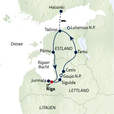 Reiseverlauf Autoreise Lettland, Estland & mehr