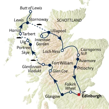 Reiseverlauf Autoreise Highlands & Islands