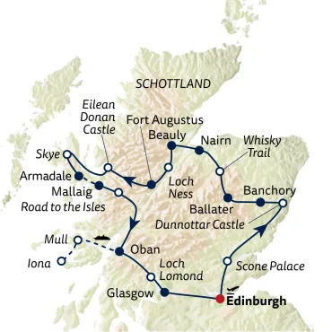 Reiseverlauf Autoreise Best of Scotland