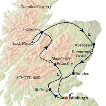 Reiseverlauf Bahnreise Nächster Halt: Schottland