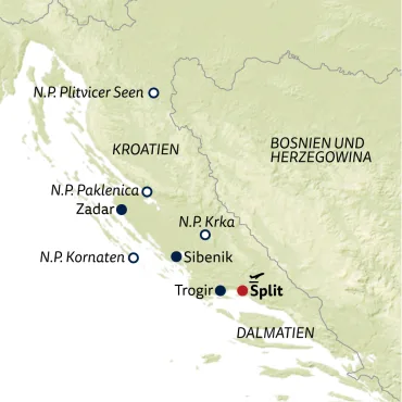 Reiseverlauf Busreise Kroatiens Grüne Schätze