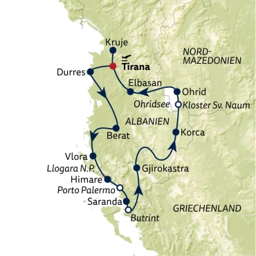 Reiseverlauf Busreise Ursprüngliches Albanien & Ohridsee
