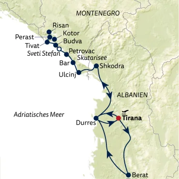 Reiseverlauf Busreise Albanien & Montenegro erleben