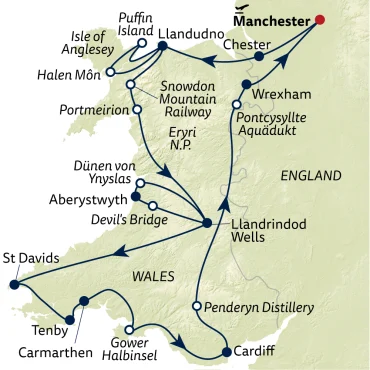 Reiseverlauf Busreise Best of Wales