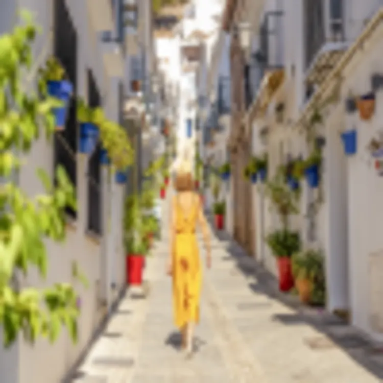 Touristin in Mijas, Andalusien