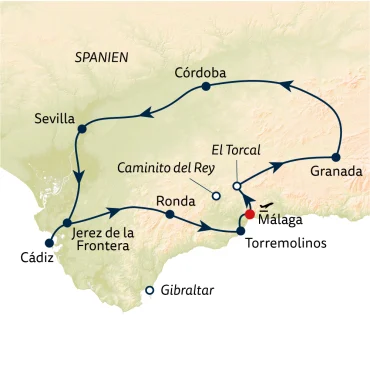 Reiseverlauf Busreise Andalusiens Höhepunkte - Tour B