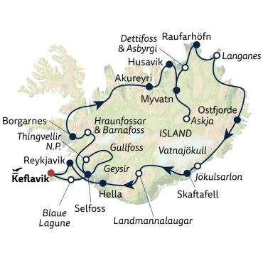 Reiseverlauf Autoreise Mystisches Island