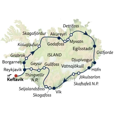 Reiseverlauf Busreise Ring der Naturschönheiten