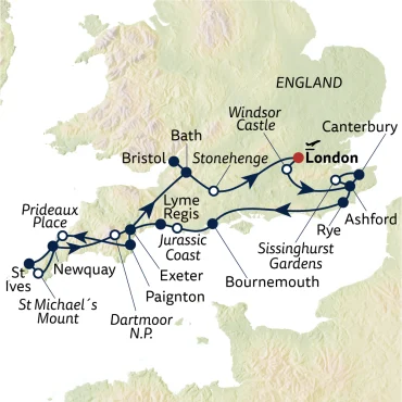 Reiseverlauf Busreise Das Beste von Südengland