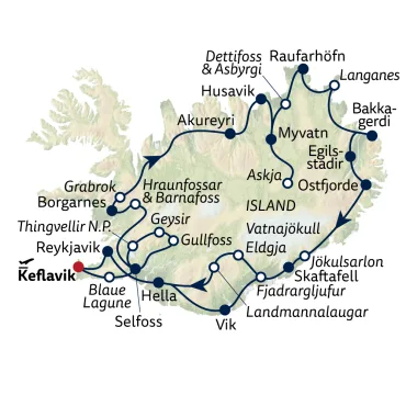 Reiseverlauf Autoreise Mystisches Island