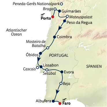 Reiseverlauf Portugal - Malerische Täler & historische Pracht - 11 Tage