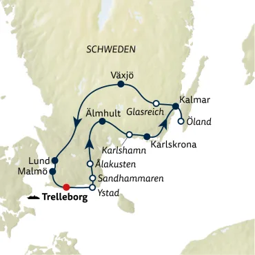 Reiseverlauf Autoreise Südschweden & Schärenzauber