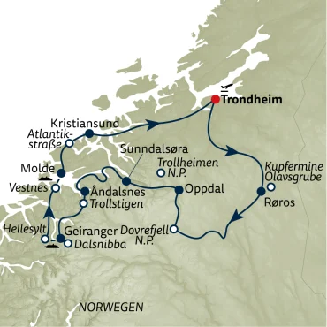 Reiseverlauf Spirit of Norway
