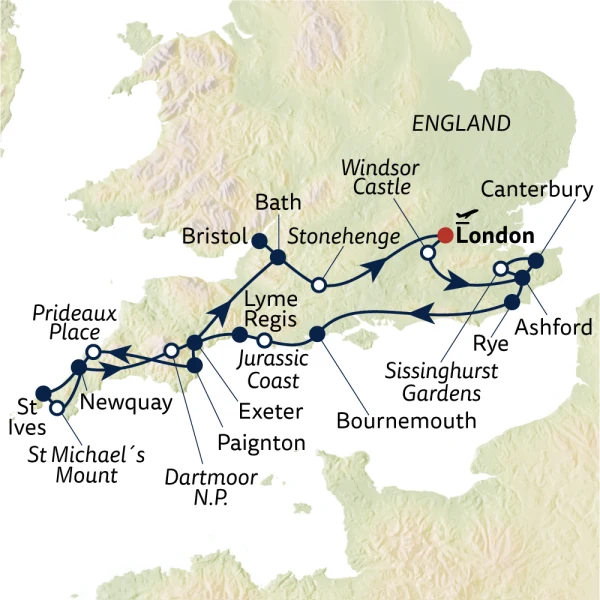 Reiseverlauf RR25-LHR111005-England-Das-Beste-von-Suedengland-S-236