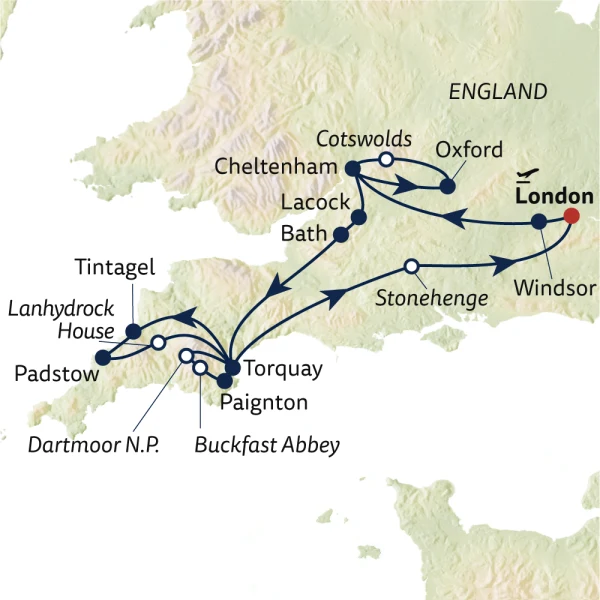 Reiseverlauf RR25-LHR111006-England-Hoehepunkte-Suedengland-S-000