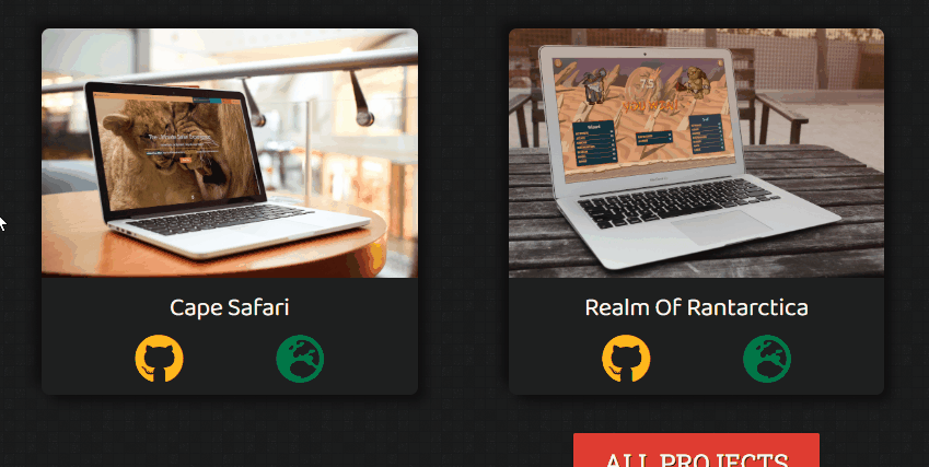 gif of project card animation and tooltips alt text