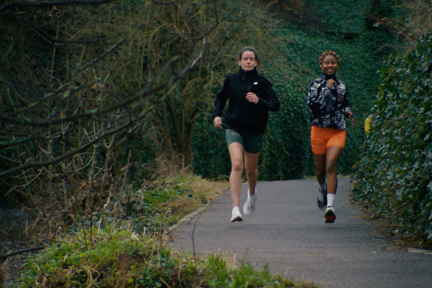 Two female runners in Edinburgh, Scotland