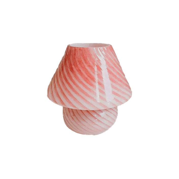 lucia pink murano 70s style mushroom stripe glass table lamp