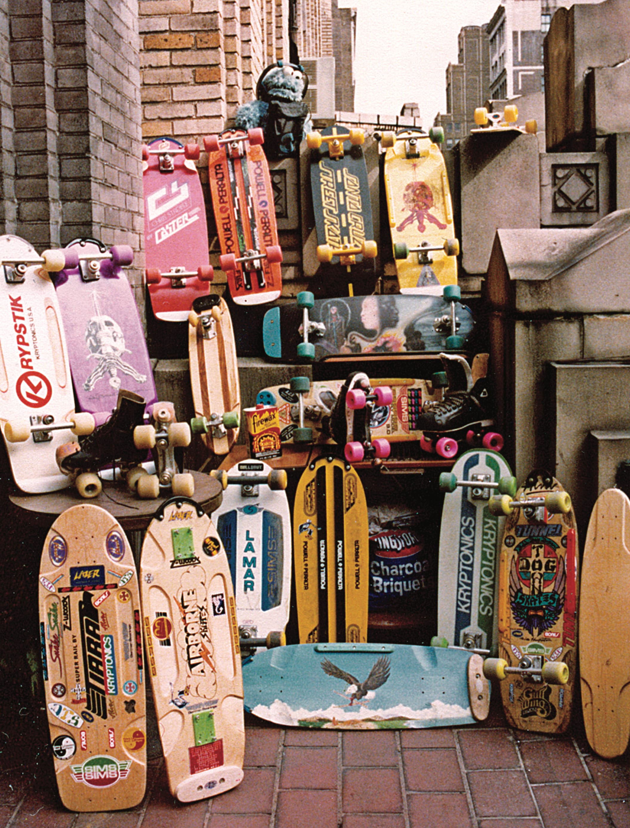 Image of 1980's skateboards in New York