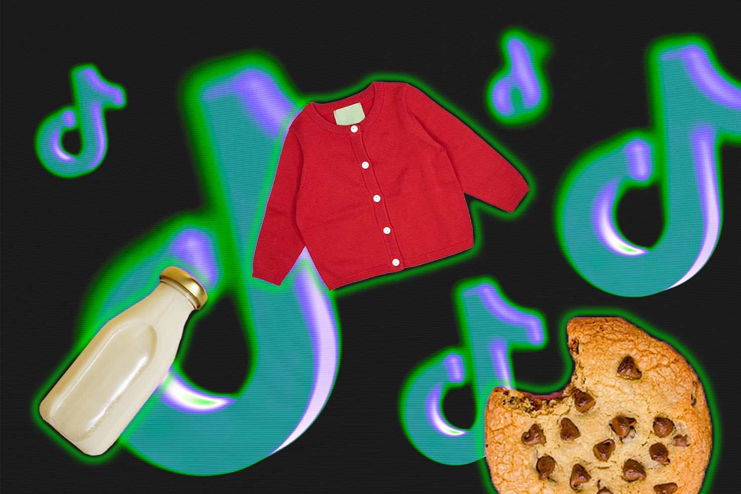 A red jacket and a bottle of milk and cookies