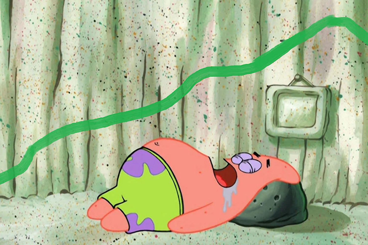 Patrick from Spongebob peacefully asleep