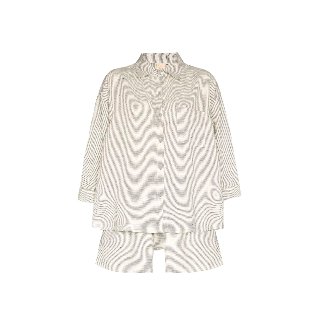 Pinstripe Linen Two-Piece Pyjama set
