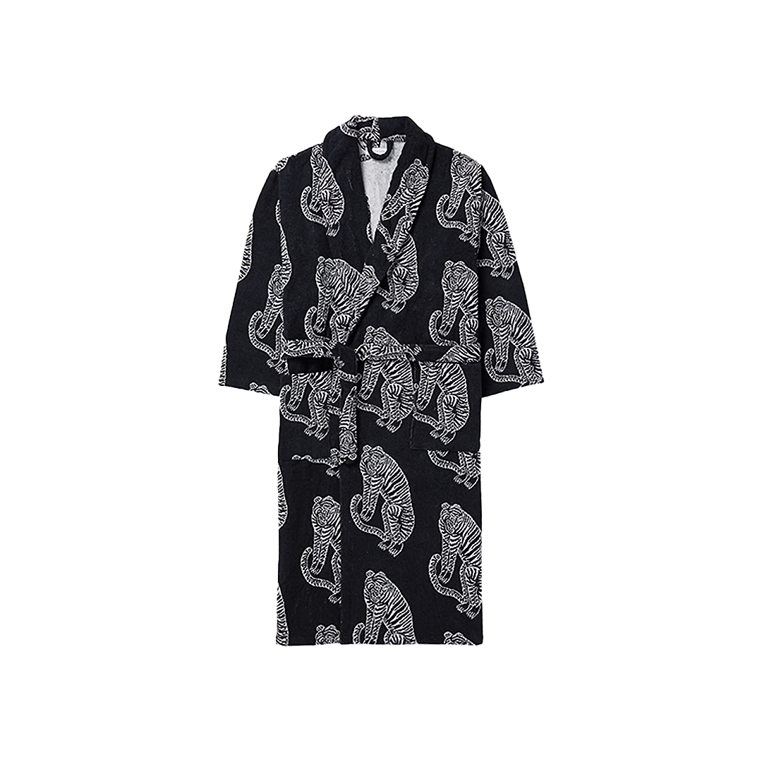 Printed Cotton-Terry Hooded Robe