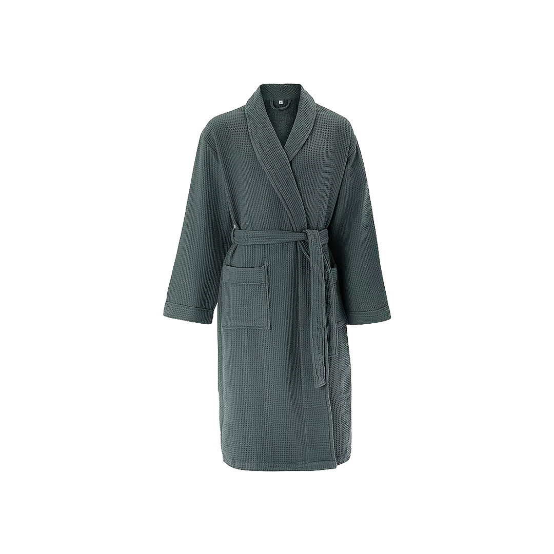 Waffle Unisex Bath Robe in Steel