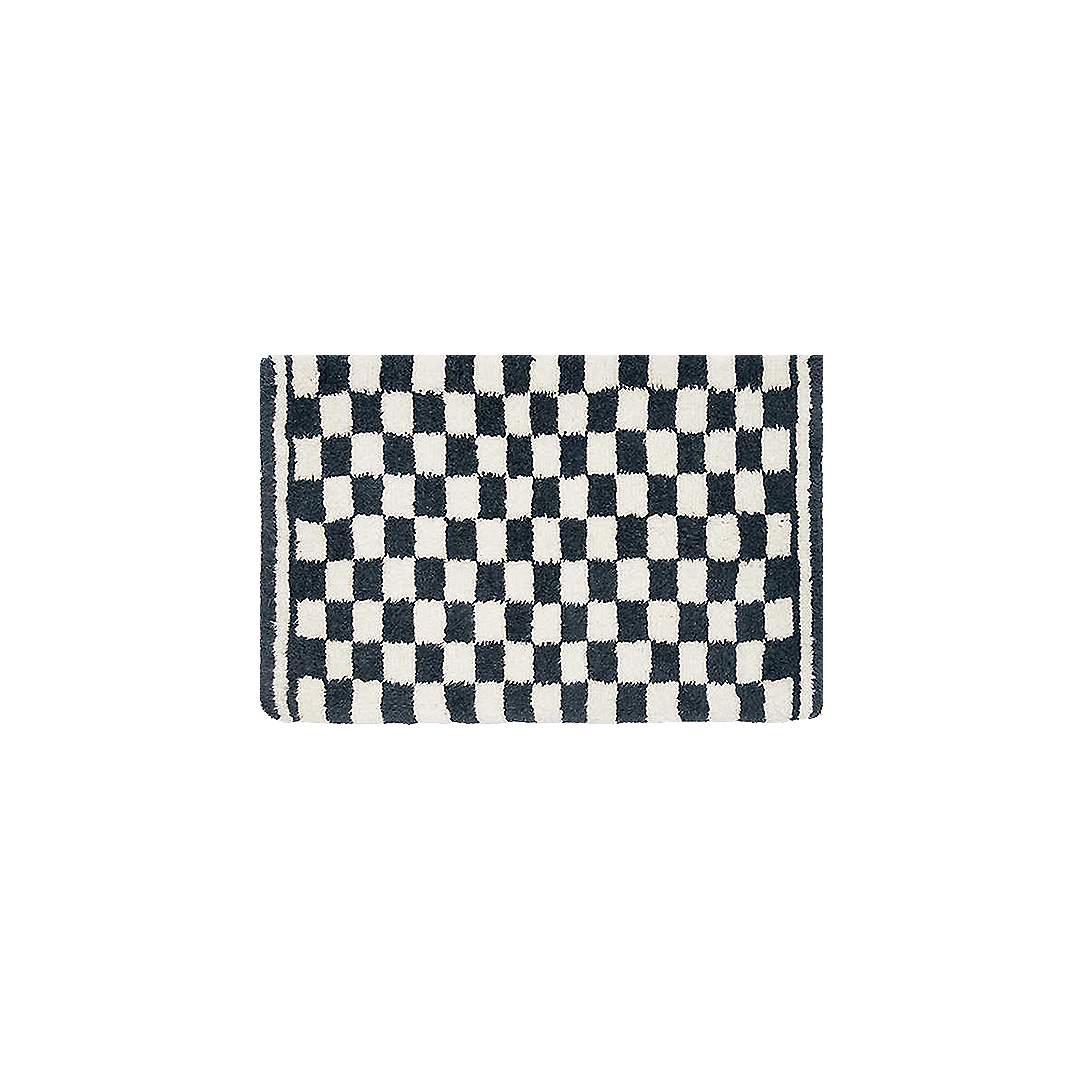 Checked Knotted Wool Rug
