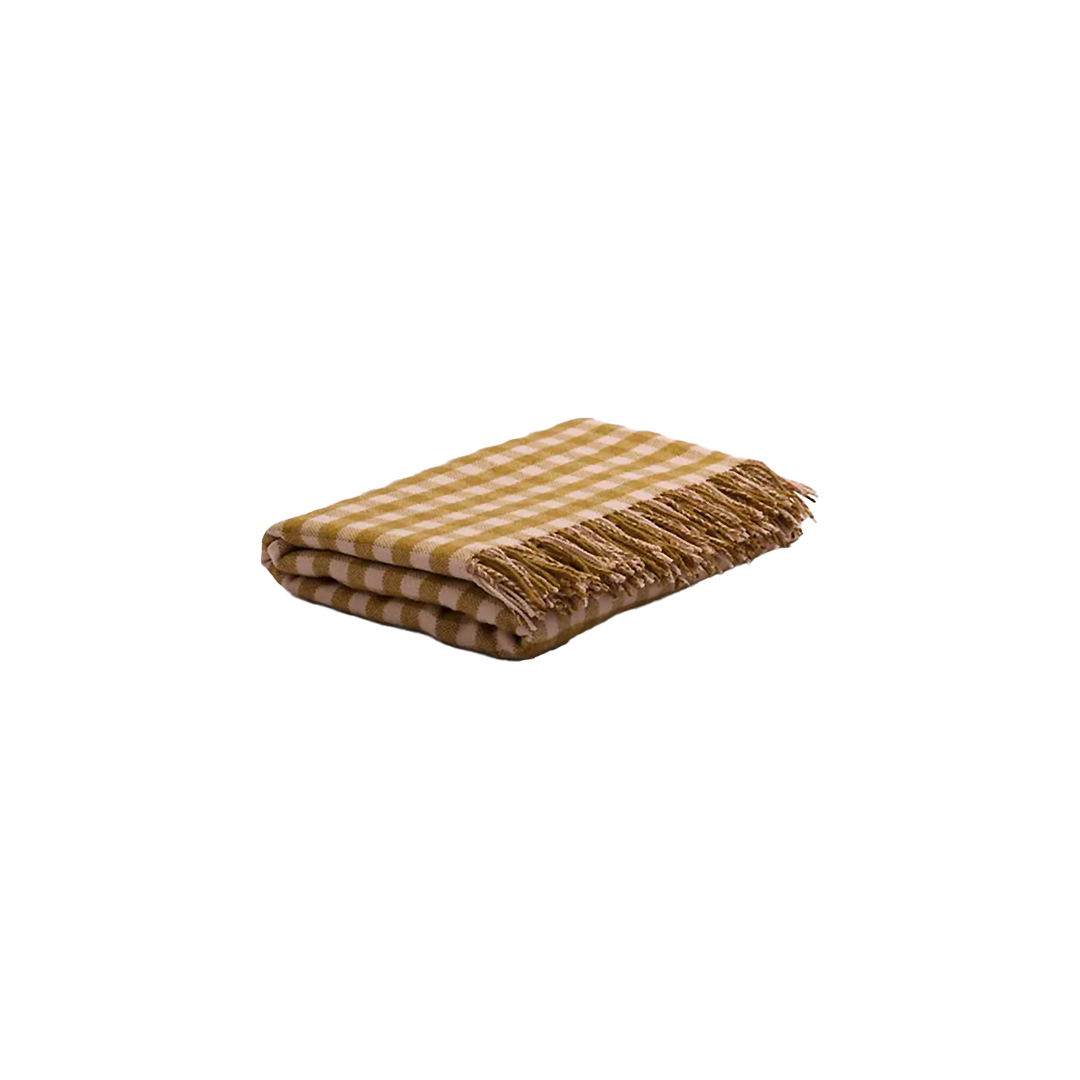 ochre gingham wool blanket