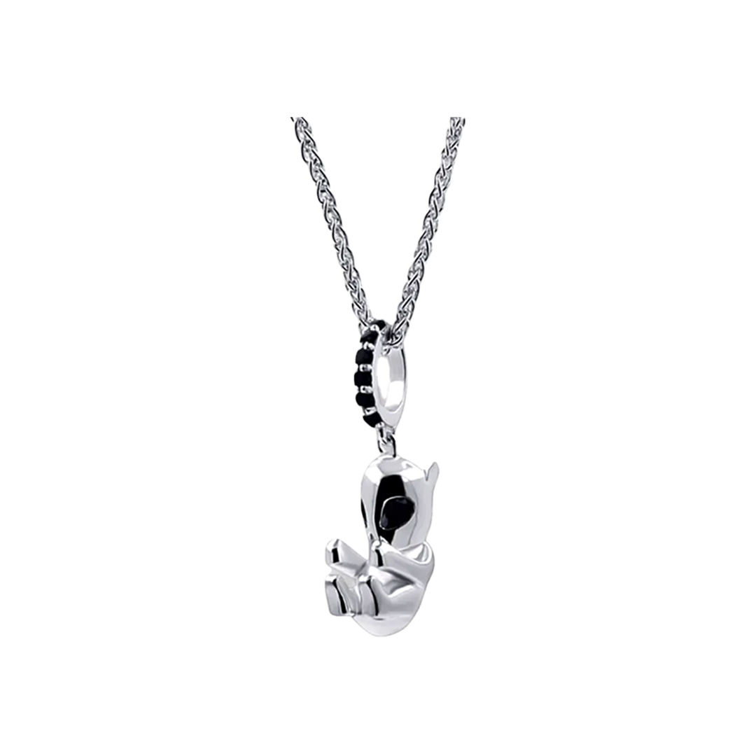 onyx baby alien silver necklace