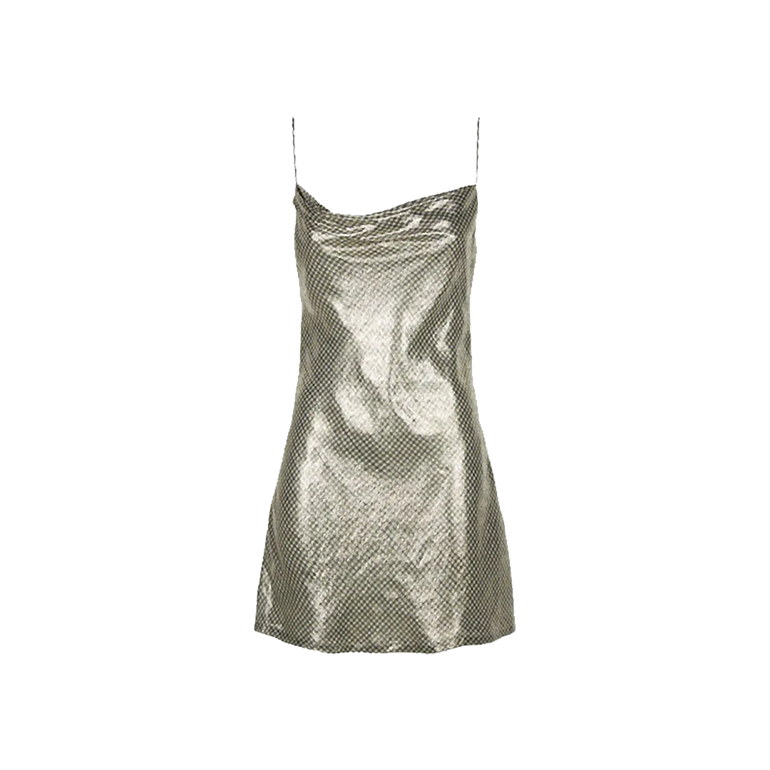 alexa chung metallic mini slip dress