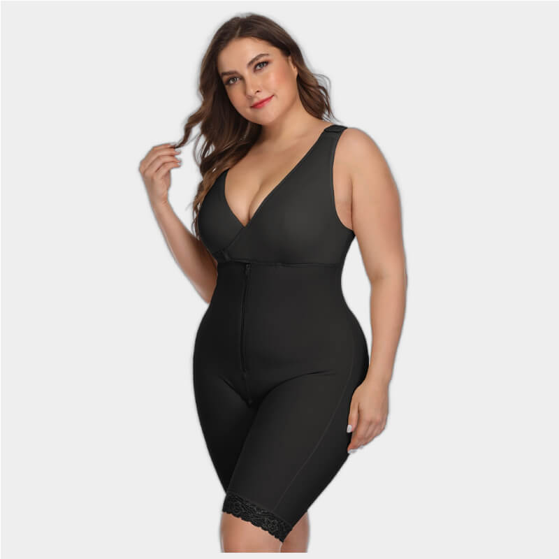 Plus Crotchless Shapewear Romper Bodysuit