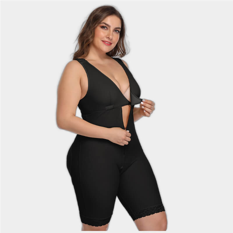 Cuekondy Shapewear for Women Tummy Control Bodysuit Plus Size For Plus Size  Backless Built In Bra Seamless With Open Crotch Body Shaper 