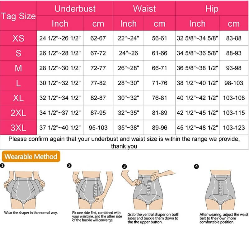 Shapewear Size Chart