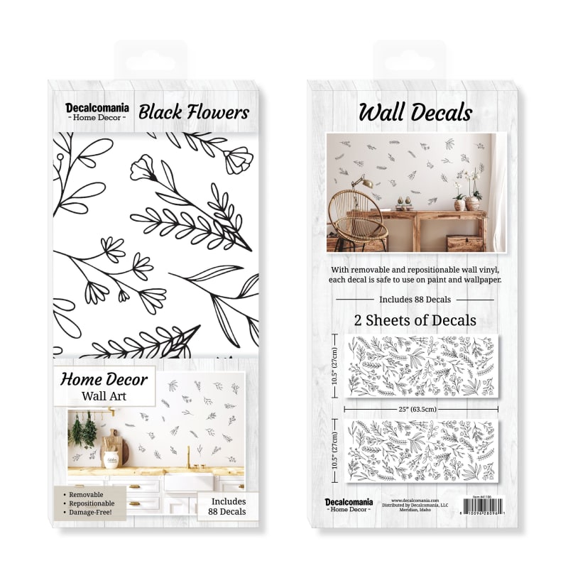 Black Floral Wall Decals Wall Stickers